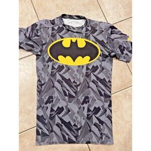 Under Armour Shirt Mens Medium Gray Batman Alter Ego Compression Heatgear Gym
